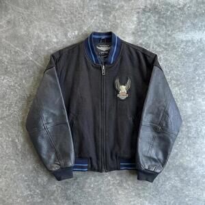 Vintage Harley-Davidson Leather Sleeve Varsity Jacket